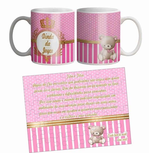 Kit Convite De Batizado Padrinhos Menina
