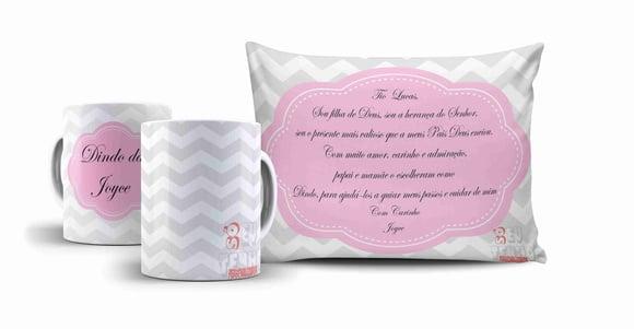 Kit dindo Dinda Convite Batizado Chevron
