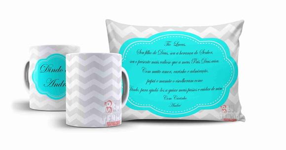 Kit dindo Dinda Convite Batizado Chevron
