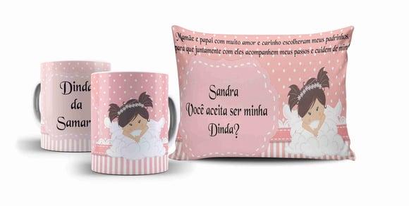 Kit Dindo e Dinda Convite Batizado Anjinhos