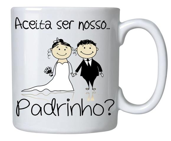Par Caneca Convite p/ Padrinho Casamento