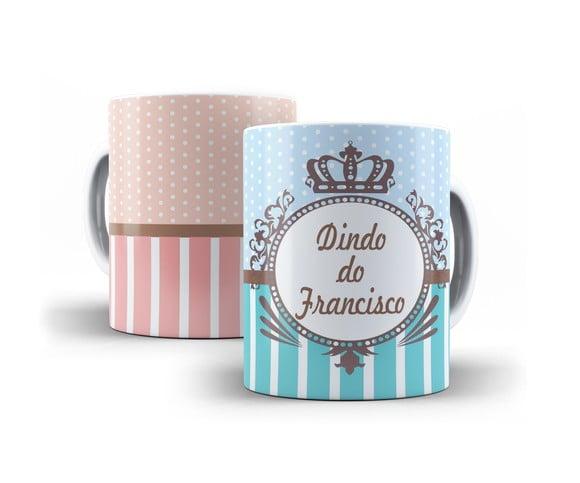 Par de Canecas Convite Batismo Personalizadas Dindo e Dinda