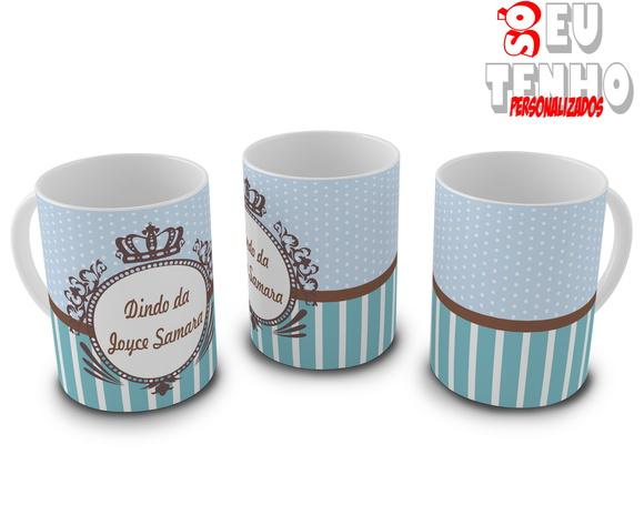 Par de Canecas Convite Batismo Personalizadas Dindo e Dinda