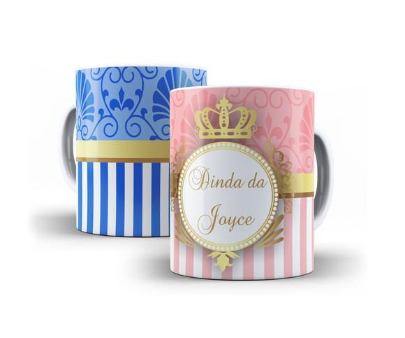 Par de Canecas Dindo Dinda lembrancinha de batismo batizada