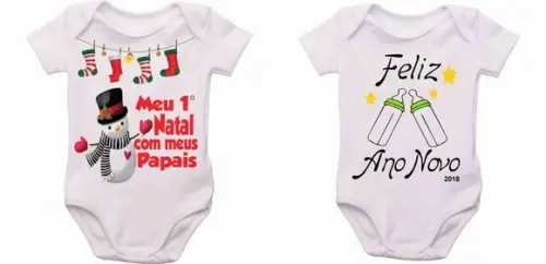 2 roupinhas de bebê primeiro natal bodys natal e ano novo