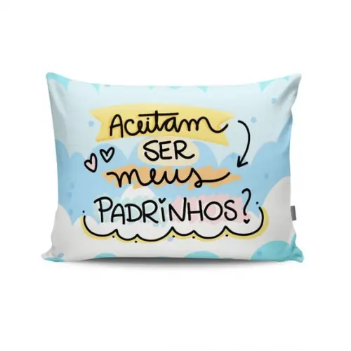 Almofada Batismo Convite Padrinhos Batizado Aceitam Dindos
