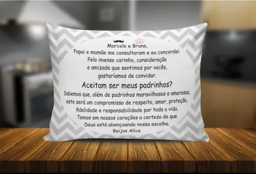 Almofada Batizado padrinhos chevron batismo Convite
