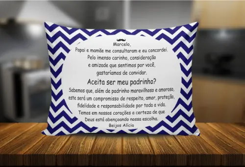 Almofada Batizado padrinhos chevron batismo Convite