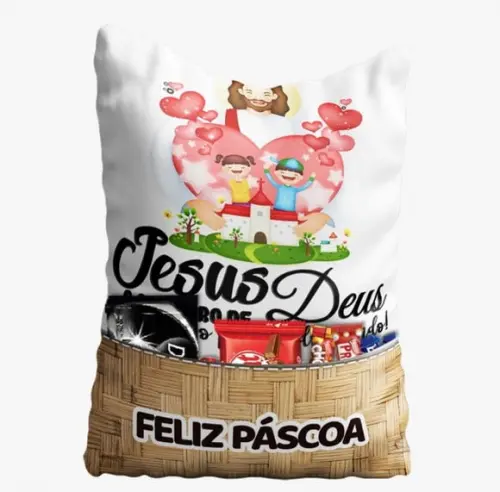 Almofada com Bolso Páscoa Jesus É a Verdadeira Páscoa