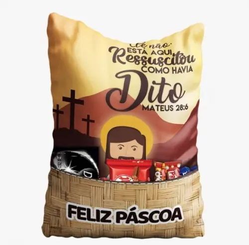 Almofada com Bolso Páscoa Jesus É a Verdadeira Páscoa