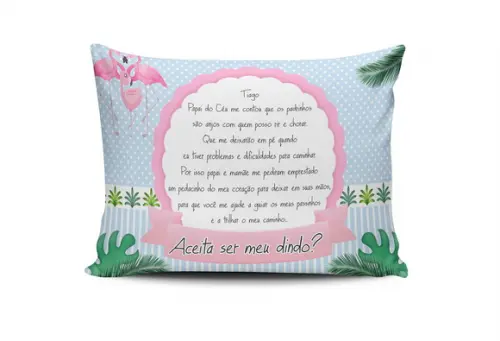 Almofada convite batizado Flamingos 02