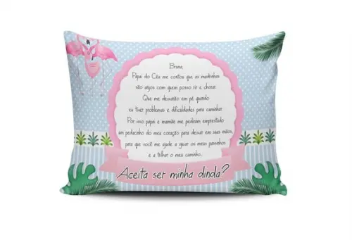 Almofada convite batizado Flamingos 02
