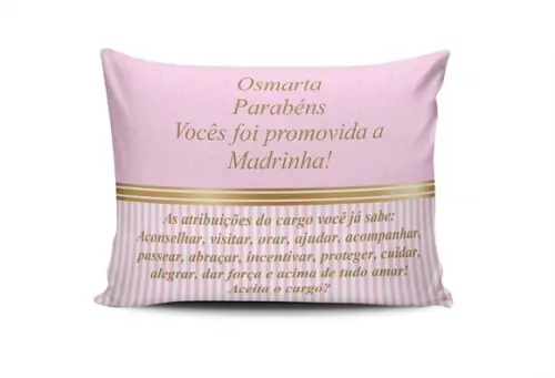 Almofada Convite Batizado Padrinhos Prov