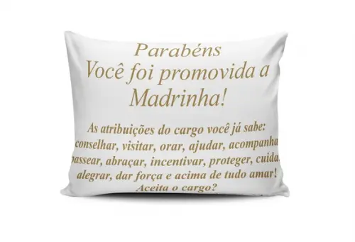 Almofada Convite Batizado Padrinhos Dourada
