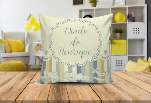 Almofada Convite Batizado provençal batismo padrinhos 29x29