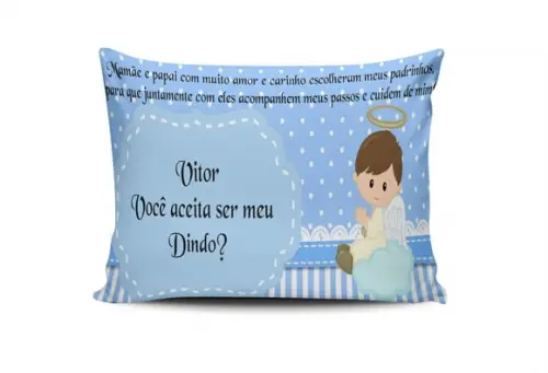 Almofada Dindo ou Dinda Batizado anjinho (a) 20x30cm