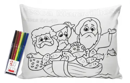 Almofada Infantil para Colorir Pinte Lave Bíblia Crianças