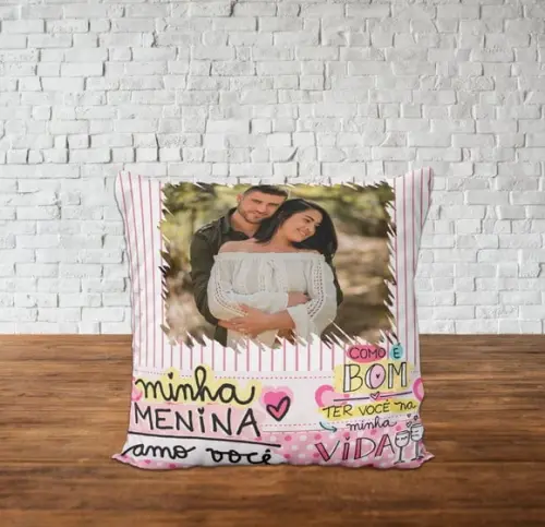 Almofada Minha Menina Personalizada com Foto Namorados
