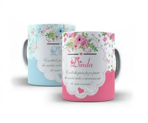Arte Caneca Digital Padrinhos de Batismo Batizado Png