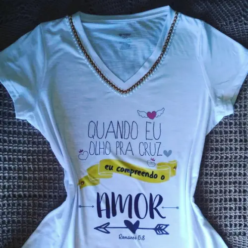 blusa feminina t shirt feminina quando eu olho pra cruz Rm