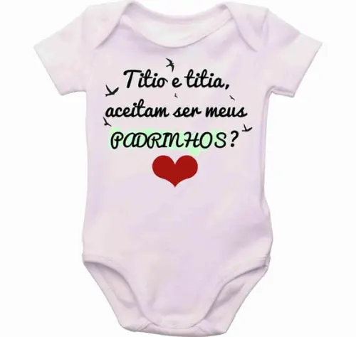 Body aceitam ser meus padrinhos roupa bebê convite batismo
