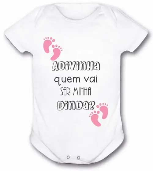 Body Adivinha Quem Vai Ser Minha Dinda Convite de Batizado