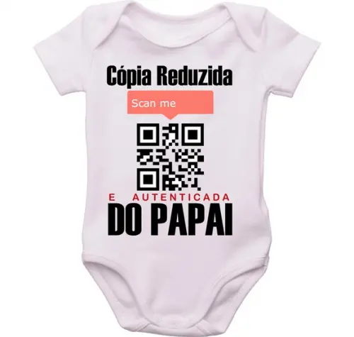 Body divertido Bebê Cópia Reduzida do Papai código QR