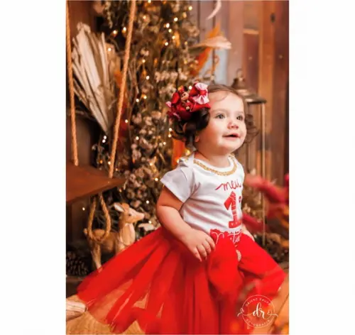 Body Meu Primeiro Natal Bebê Customisado com Pérolas