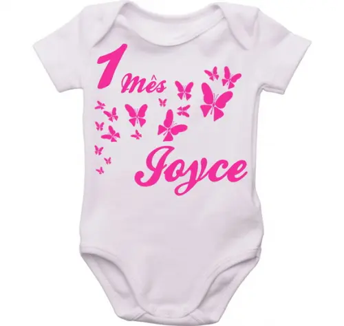 Body Personalizado com nome borboletas Menina mesversário