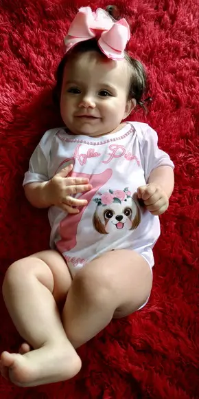 Body Personalizado cachorrinho Pérolas Menina mesversario