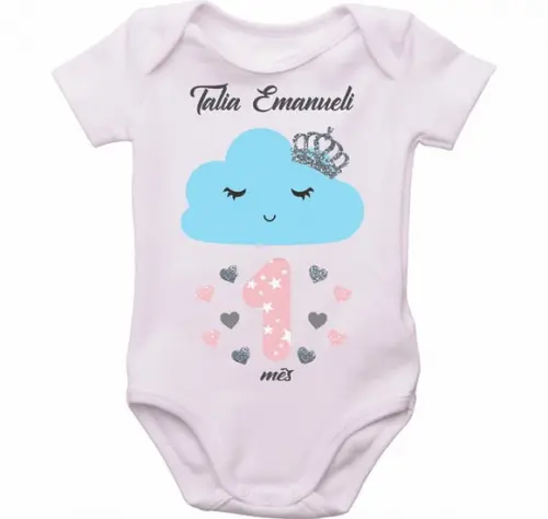 Body nuvem bori roupa bebê Personalizado Menina mesversário