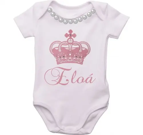 Body Personalizado Coroa Pérolas Menina