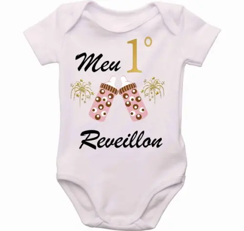 Body personalizado roupa Bebê meu primeiro reveillon menina