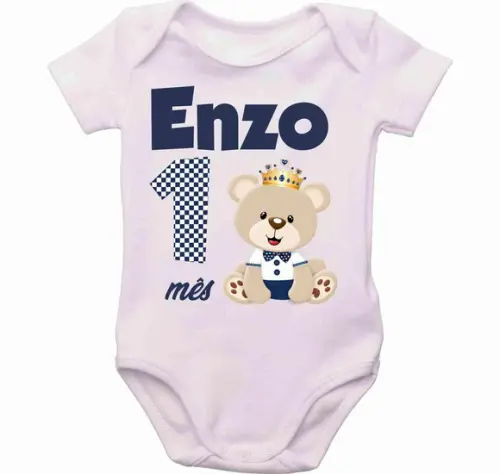 Body Personalizado nome bori ursinho príncipe mesversário