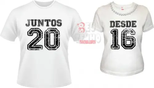 Camisetas casal namorados presente amor jundos desde