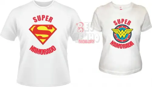 Camisetas casal namorados presente amor super namorados