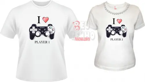 Camisetas eu amo player casal namorados presente amor