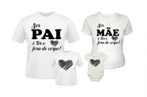 Camisetas família filho coração que bate fora do peito 4pçs