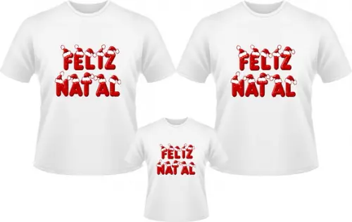 Camisetas Feliz Natal em Família kit 3pç