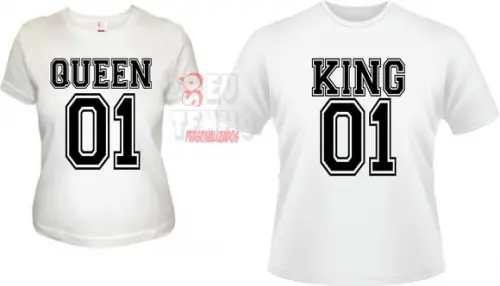 Camisetas Queen e King namorados presente amor