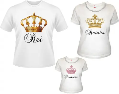 Camisetas rei rainha príncipe ou princesa Kit Família