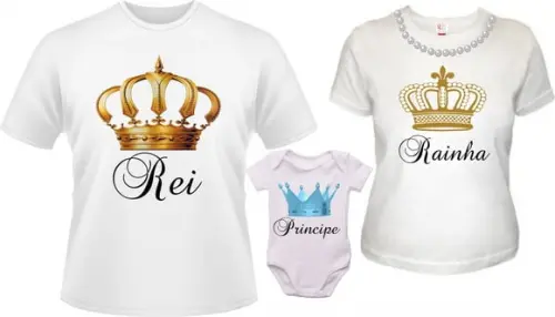Camisetas rei rainha príncipe ou princesa Kit Família