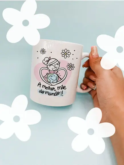 Caneca a Melhor Mãe do Mundo Presente para Mãe Caneca Mamãe