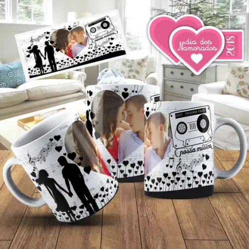 Caneca amor nossa música namorados personalizada foto