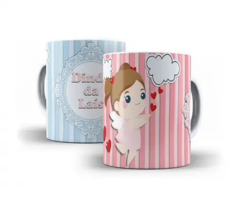Caneca Batizado padrinhos batismo anjinha fofa dindo dinda