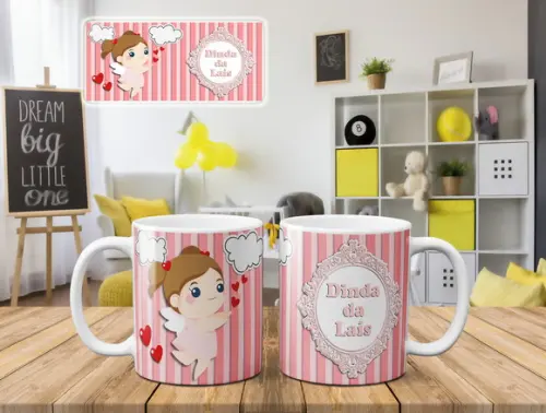 Caneca Batizado padrinhos batismo anjinha fofa dindo dinda