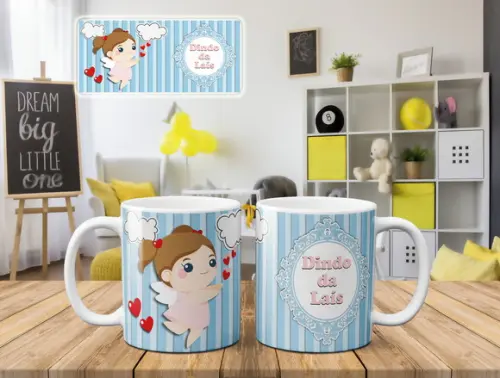 Caneca Batizado padrinhos batismo anjinha fofa dindo dinda