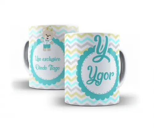 Caneca Batizado padrinhos batismo dindo dinda chevron