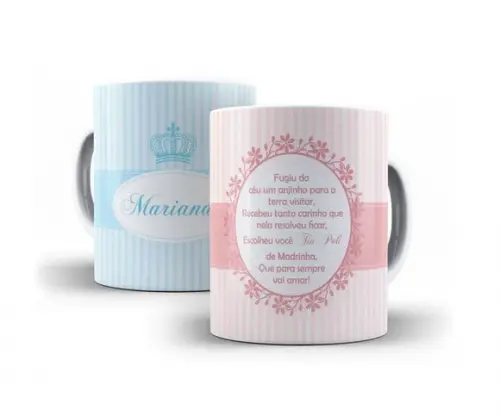 Caneca Batizado padrinhos de batismo anjinhos provençal