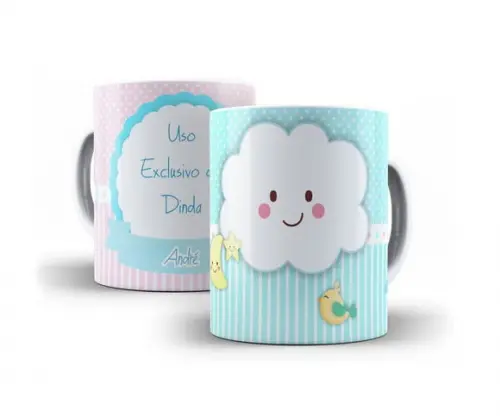 Caneca Batizado padrinhos de batismo Chuva de bençãos Menino